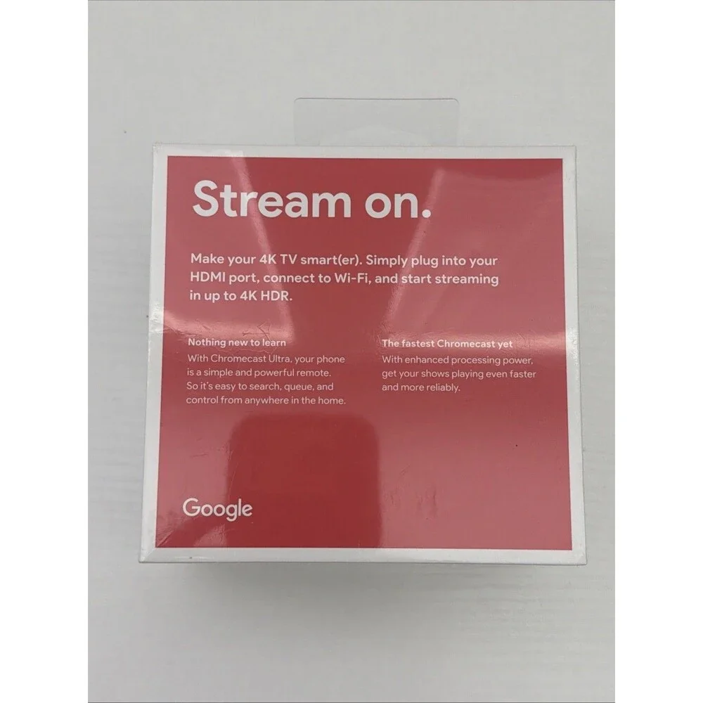 Google Chromecast Ultra 4K Digital Media Streamer -  Sealed New